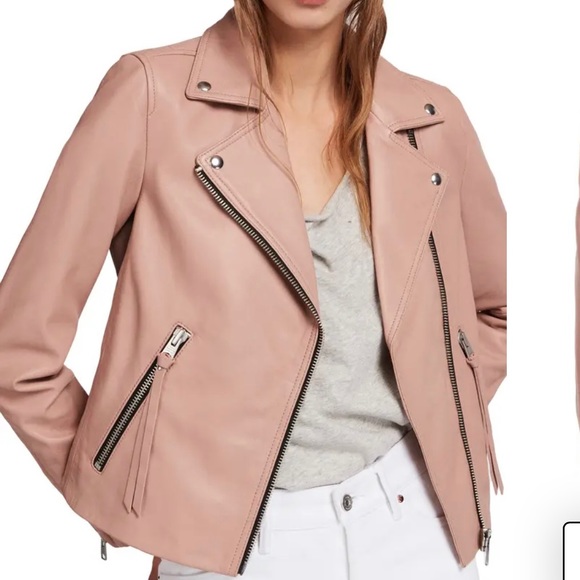 Salmon/Burnt Orange Leather Jacket - Picture 7 of 11